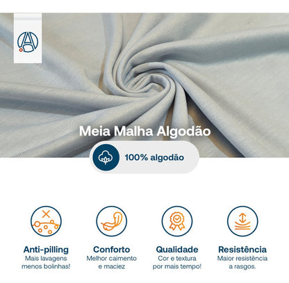 Tecido 1 Metro Meia Malha 100% Algodão Natural Forte Premium